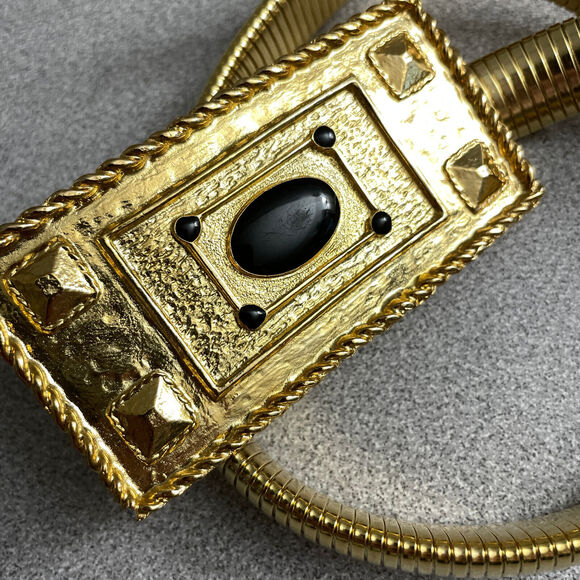 Etruscan Gold-Toned Belt Womens Small Rectangle Buckle Faux Stone 34.75\